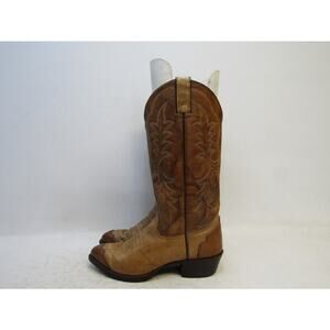 Imperial Mens Sz 8 D Marbled Brown Leather Cap Toe Cowboy Boots